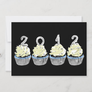 New year's 2012 cupcake invitation