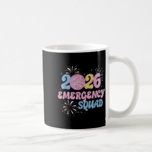 New Years 2026 Eve Emergency Squad Disco Ball Fire Coffee Mug