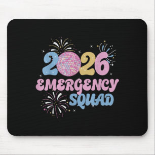 New Years 2026 Eve Emergency Squad Disco Ball Fire Mouse Mat