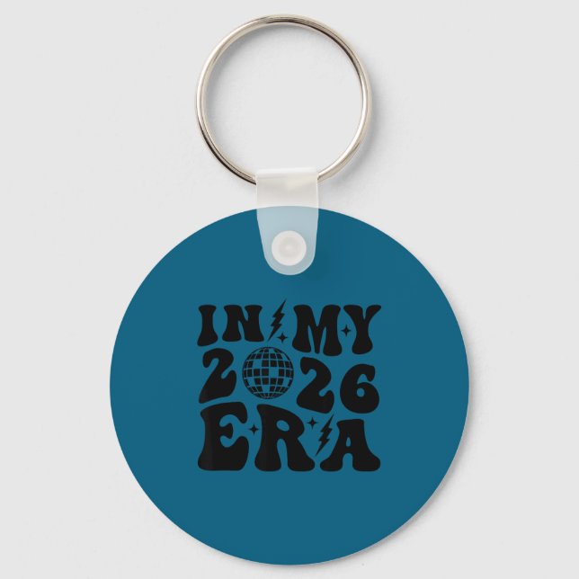 New Year's 2026 Retro Trendy Disco Ball Groovy Cut Key Ring (Front)