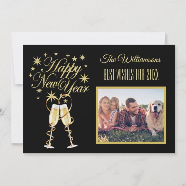 New Year's 4 Multi-Photo Collage Front  Back Card (Front)