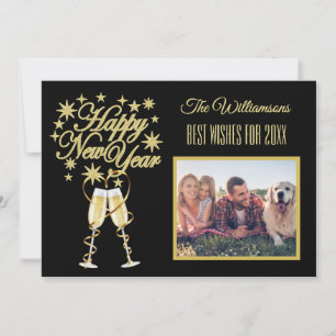 New Year's 4 Multi-Photo Collage Front  Back Card