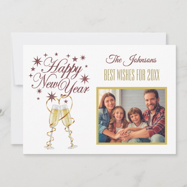 New Year's 4 Multi-Photo Collage Front  Back Card (Front)