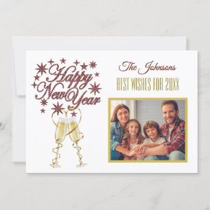 New Year's 4 Multi-Photo Collage Front  Back Card