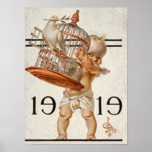 New Year's Baby, 1919 by J. C. Leyendecker Poster