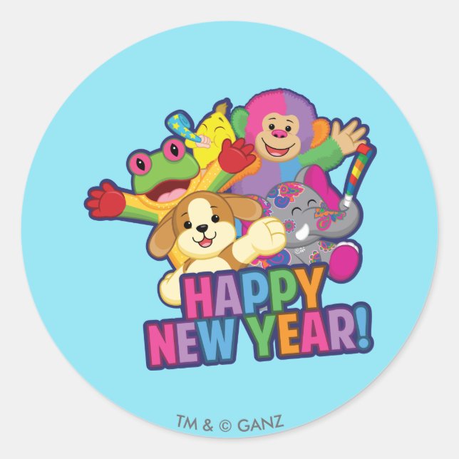 New Years Balloons Classic Round Sticker (Front)