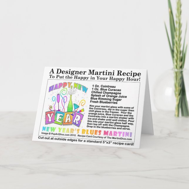 New Year's Blues Martini Recipe Card (Front)