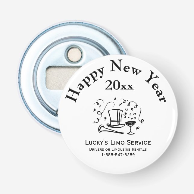 New Years Business Advertisment Memento Bottle Opener (Front)