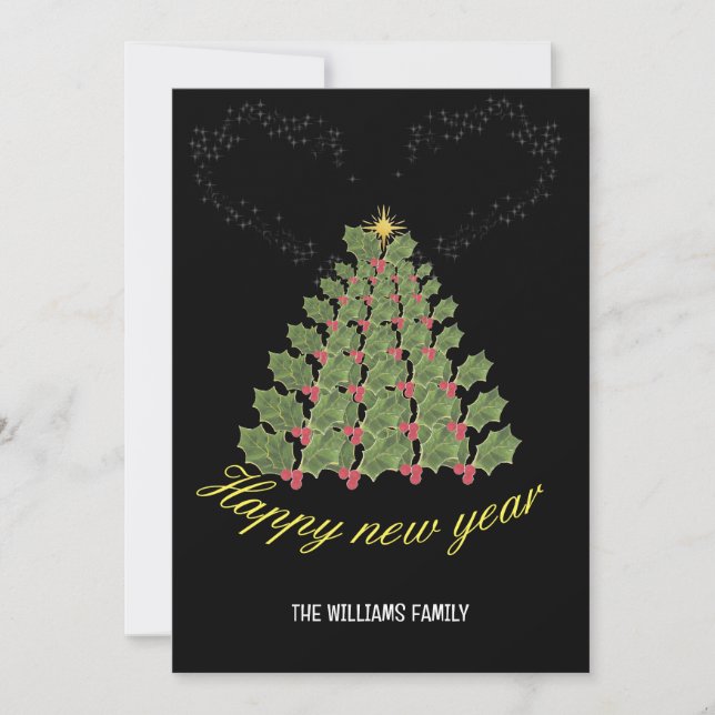 New years cards festive christmas tree (Front)