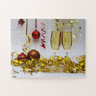 New Year's celebration SlipperyJoe's champagne spa Jigsaw Puzzle