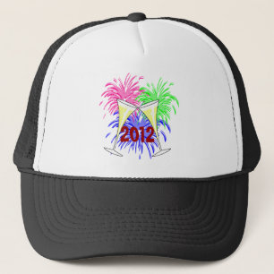 New Year's Champagne And Fire Works Hat
