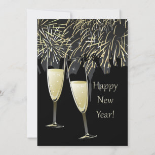 New Year's Champagne Flat Greeting Card