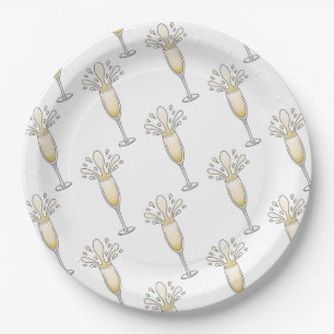 New Years Champagne Glass Paper Plate