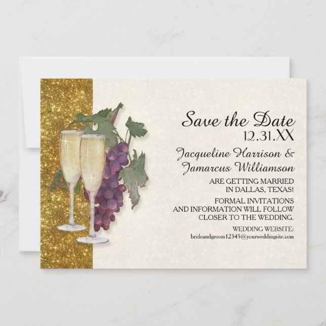 New Years Champagne Glass Save the Date Photo Invitation (Front)