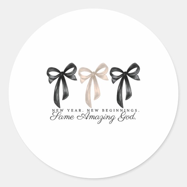 New Years Christian Coquette Faith New Beginnings  Classic Round Sticker (Front)