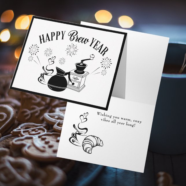 New Years Coffee Pun Small Note Cards (Creator Uploaded)