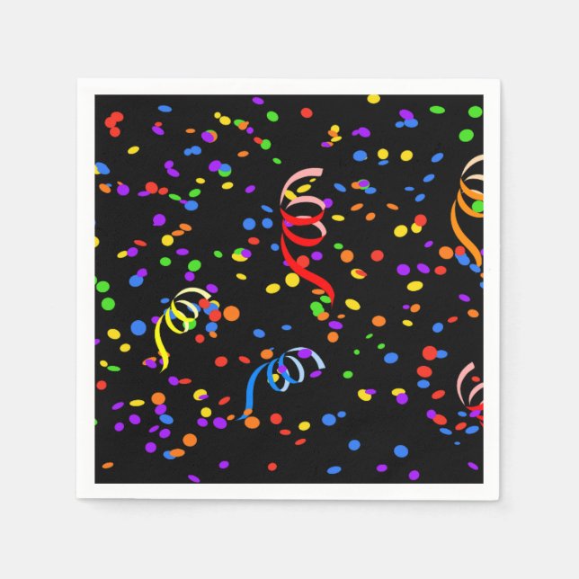 New Year's confetti cocktail napkins black (Front)