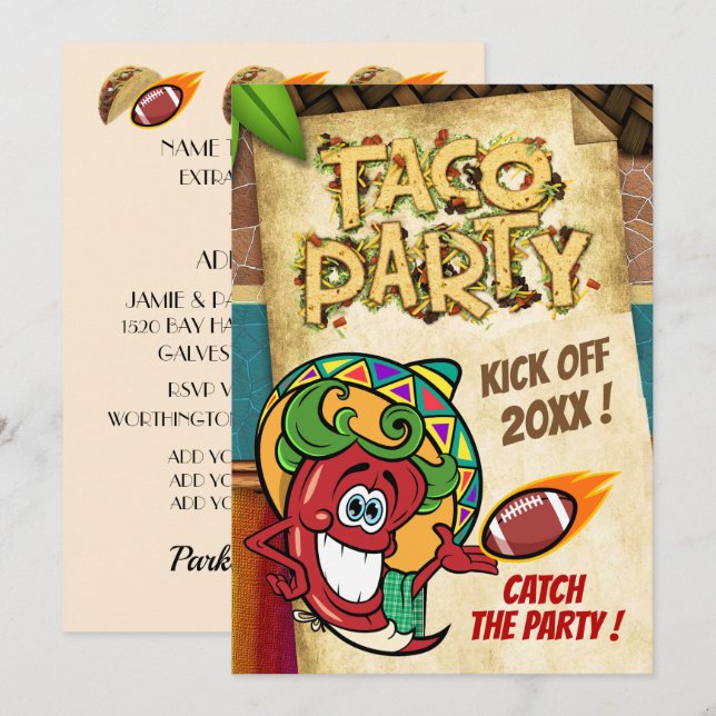 New Year's Day Football Taco Party Invitation (Front/Back)