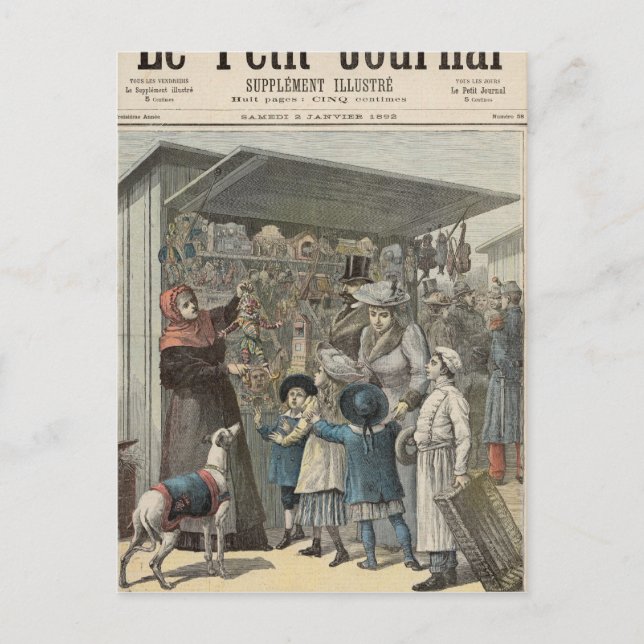 New Year's Day in Paris Holiday Postcard (Front)