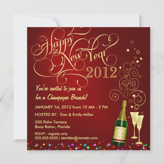 New Year's Day Party - Champagne Brunch Invitation (Front)