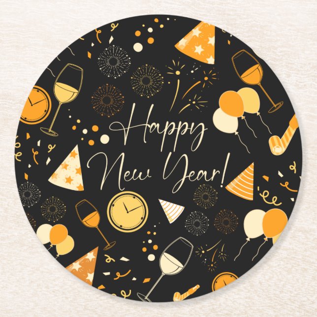 New Year's Day  Round Paper Coaster (Front)