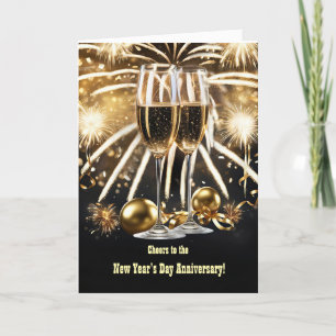 New Years Day Wedding Anniversary with Champagne Card