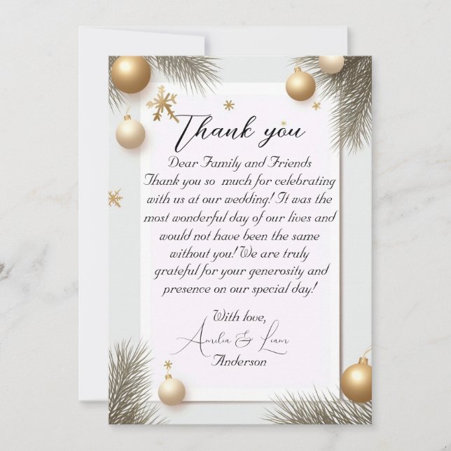 New Year's Design Gold Elegant Baby Shower Thank You Card (Front)