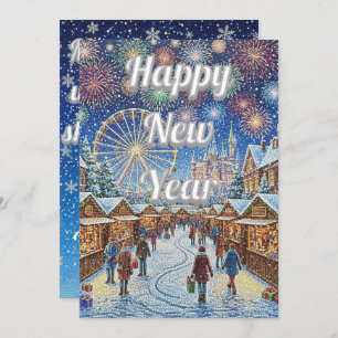 New Year's design with blue sky Holiday Card