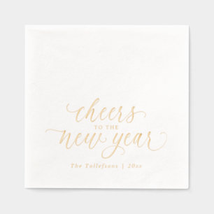 New Years Elegant Festive 2026 Gold Foil Napkins