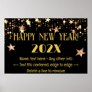 New Year's Eve 18 x 12 Black & Gold Poster