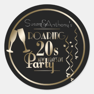 New Year's Eve 2020 Roaring 20s Gold Retro Theme Classic Round Sticker