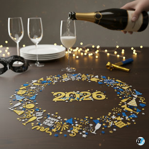 New Year's Eve 2026- Gold & Blue Glitter NYE Party Confetti