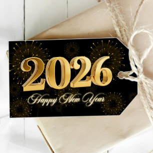 New Year's Eve 2026 Party Gold & Black  Gift Tags
