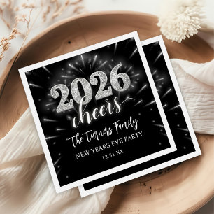 New Year's Eve 2026 Party Silver & Black Napkin