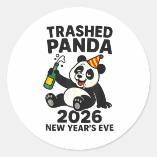 New Years Eve 2026 Trashed Panda Premium Classic Round Sticker
