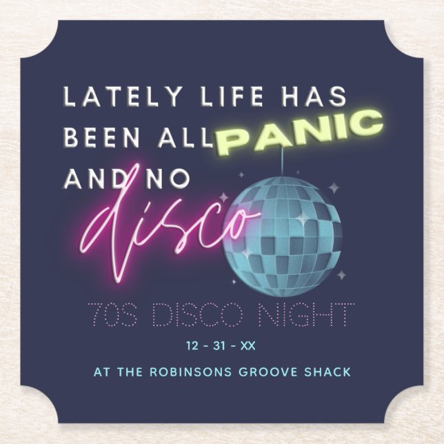 New Years Eve 70s Party Paper Coaster (Front)