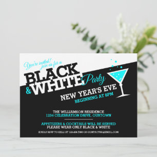 New Years Eve Black and White Party Invitations