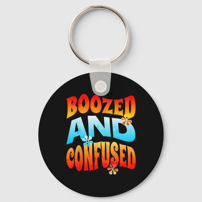New Years Eve Boozed And Confused Retro 2025 Adult Key Ring (Front)