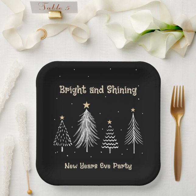 New Years Eve, Bright and Shining Holiday Party Paper Plate (Wedding)