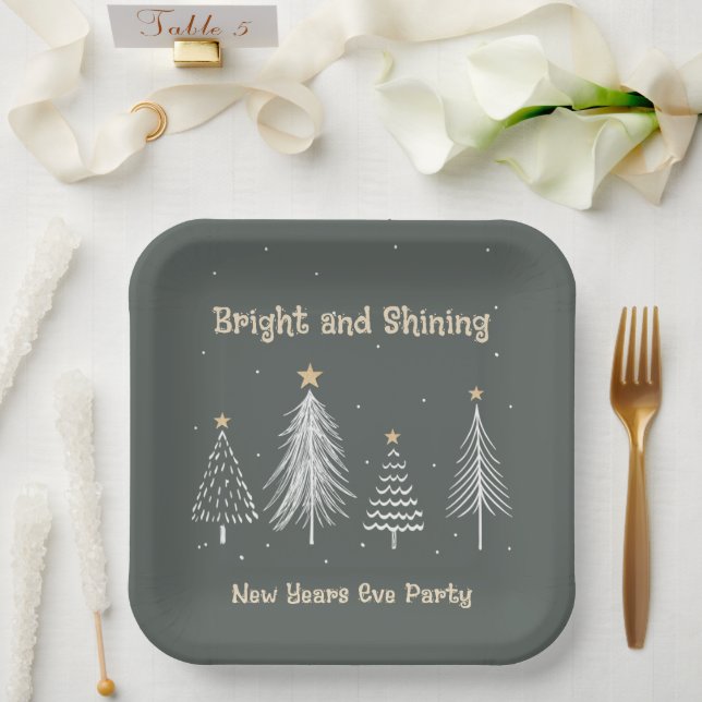 New Years Eve, Bright and Shining Holiday Party Paper Plate (Wedding)