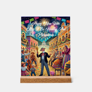 New Year's Eve Celebration El Año Viejo Acrylic Sign