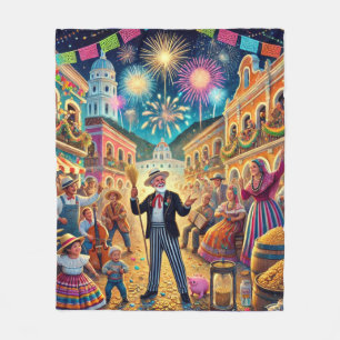 New Year's Eve Celebration El Año Viejo Fleece Blanket