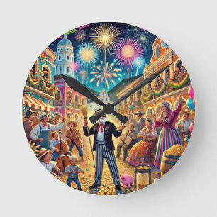 New Year's Eve Celebration El Año Viejo Round Clock