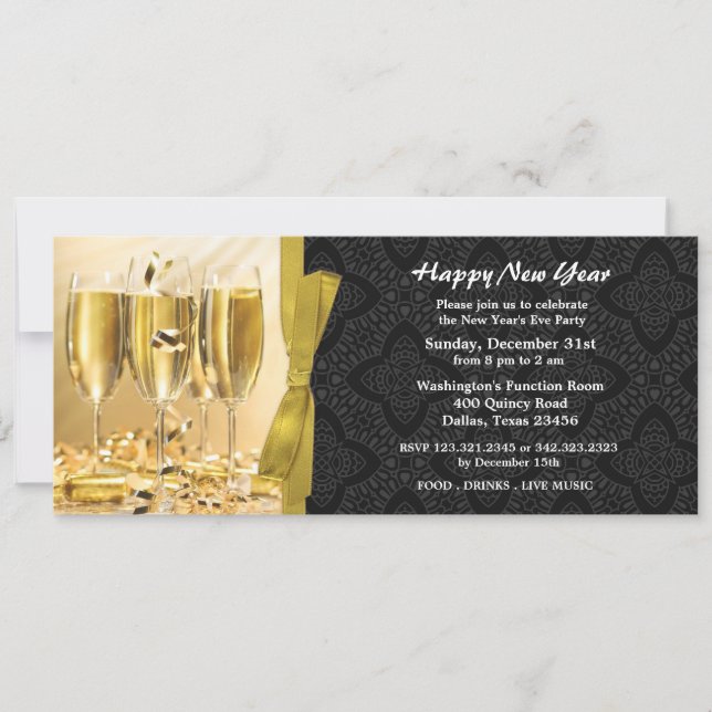 New Year's Eve Celebration Flat Inviation Invitation (Front)