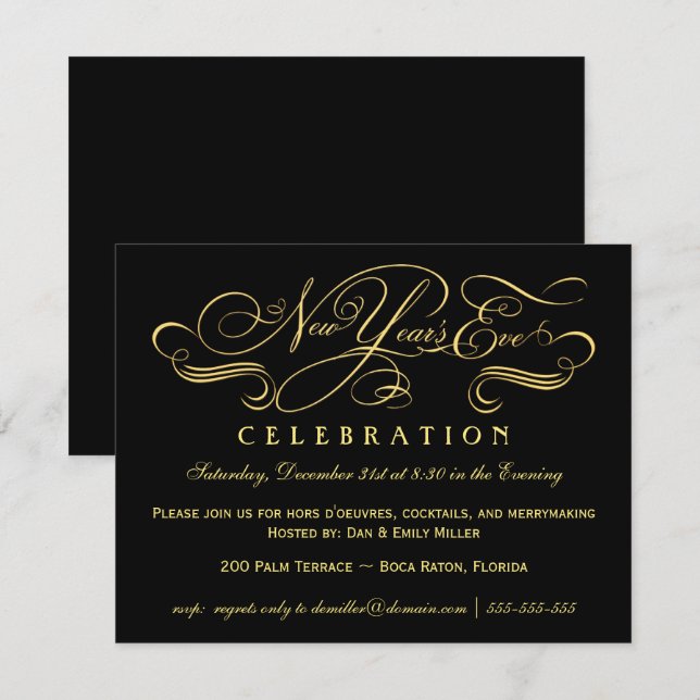 New Year's Eve Celebration Party Invitations (Front/Back)