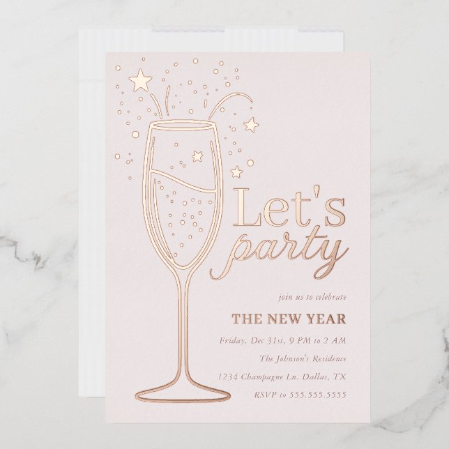 New Year's Eve Celebration Rose Gold Invitation (Envelope)