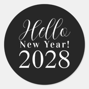 New Year's Eve Classic Black and White Classic Round Sticker