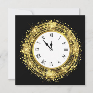 New Year's Eve Clock Glitter Confetti Invitation
