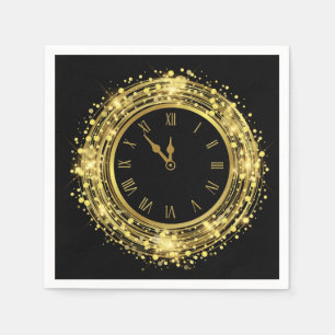 New Year's Eve Clock Glitter Confetti Napkin