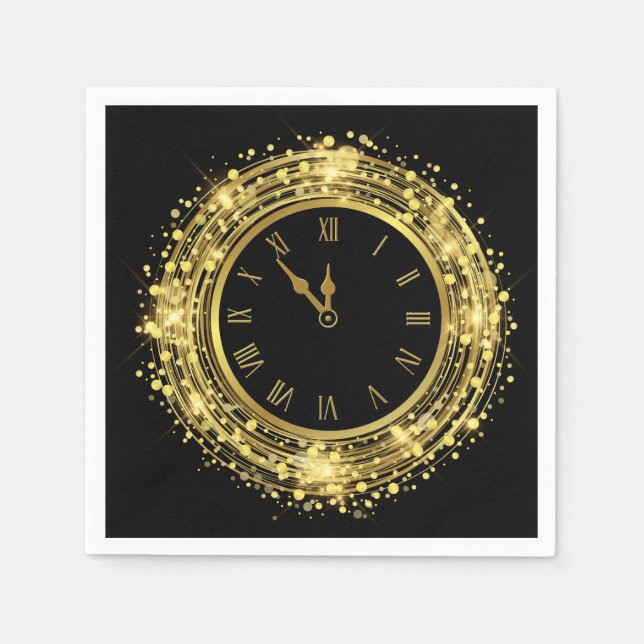 New Year's Eve Clock Glitter Confetti Napkin (Front)